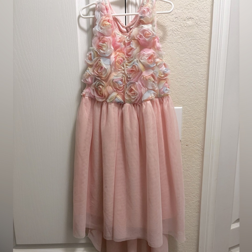 Cat and Jack precious flowery dress with tulle high low bottom. Size 10-12
